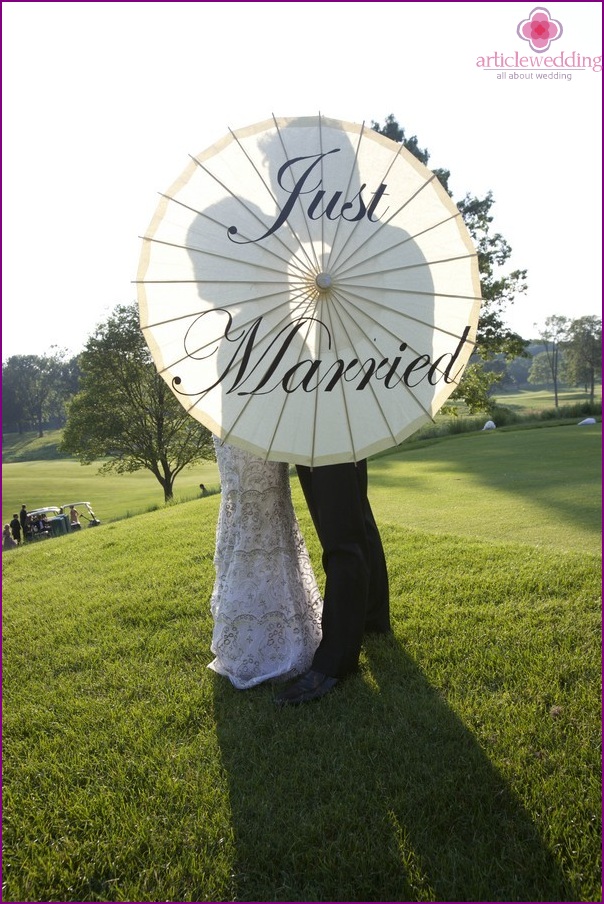 Umbrella with inscriptions