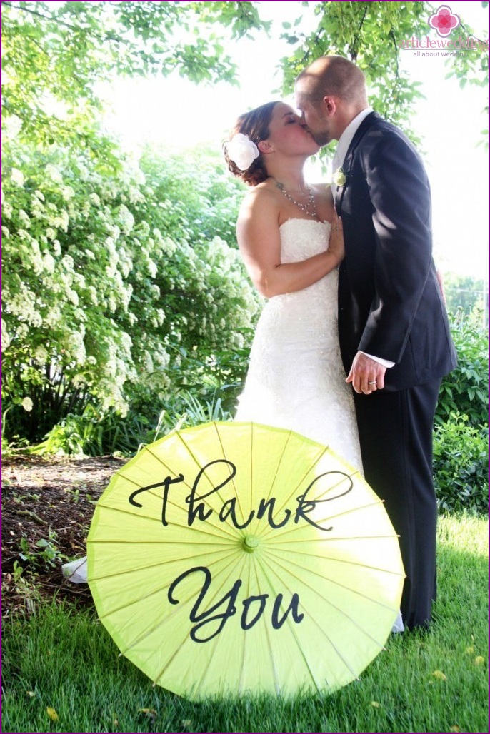 Umbrella with hand lettering