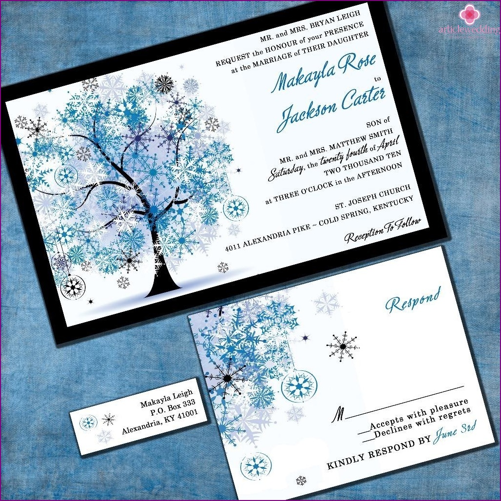 Invitación de boda de invierno