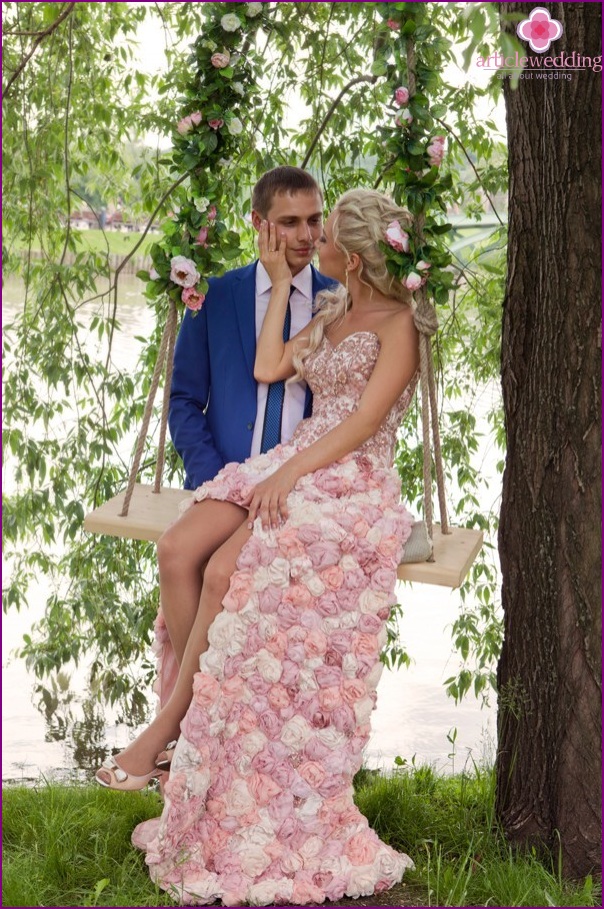 Swing decorated with flowers