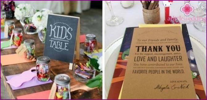 Children's table at the wedding