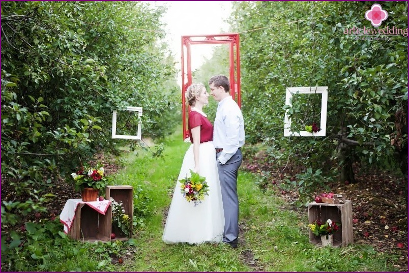 Newlyweds in the apple style