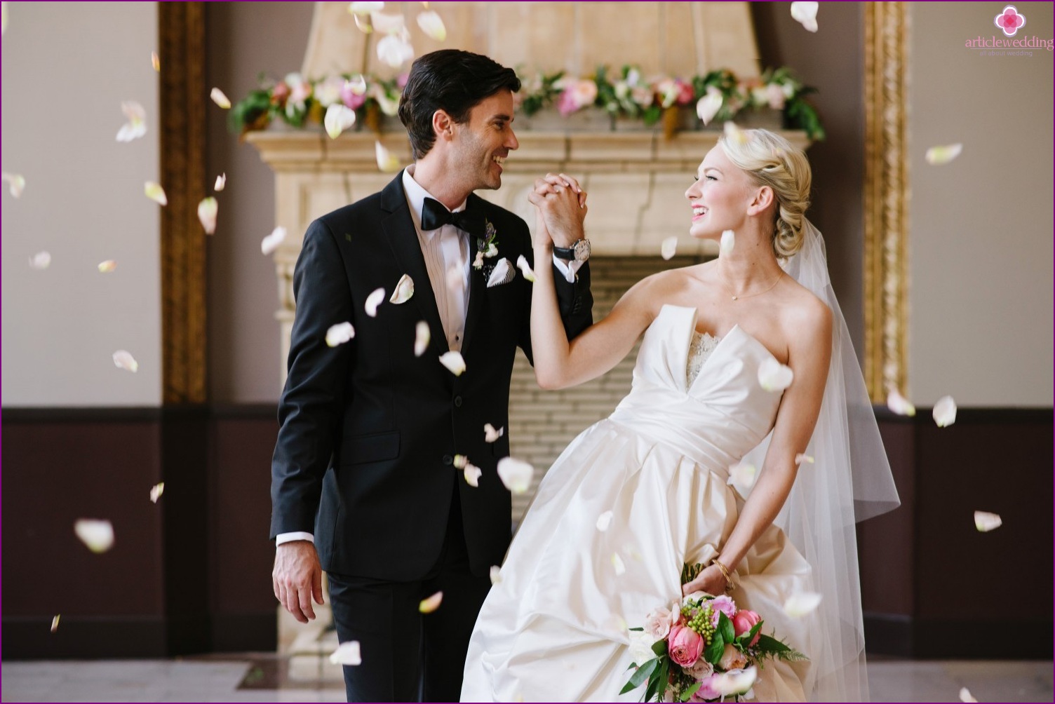 The bride and groom in the style of the film Young Victoria