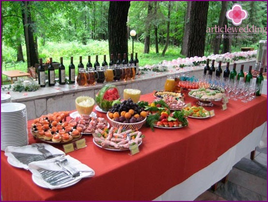 Snacks for a wedding buffet