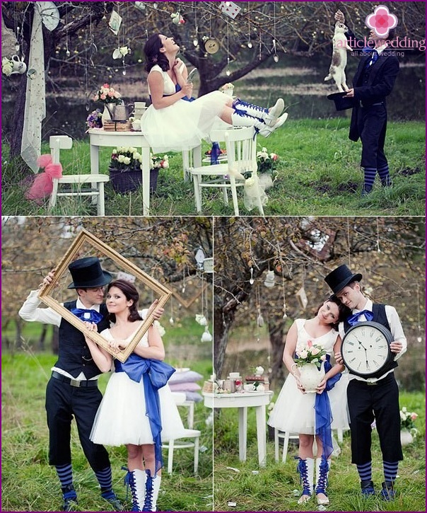 Newlyweds in the style of Wonderland