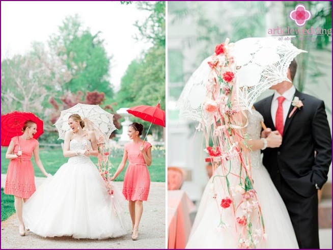 Lacy umbrella in the image of a bride