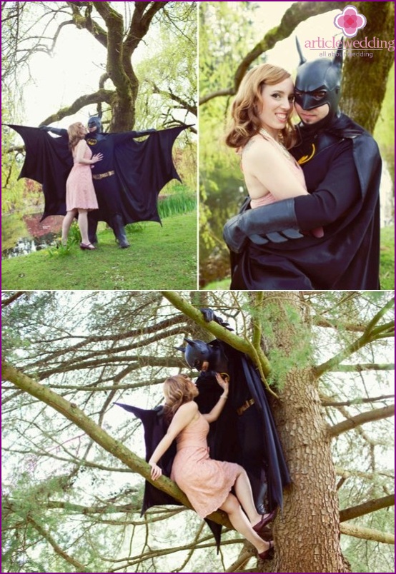 Newlyweds in the style of Superheroes