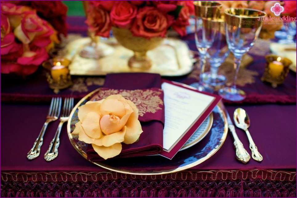 Table setting for a wedding