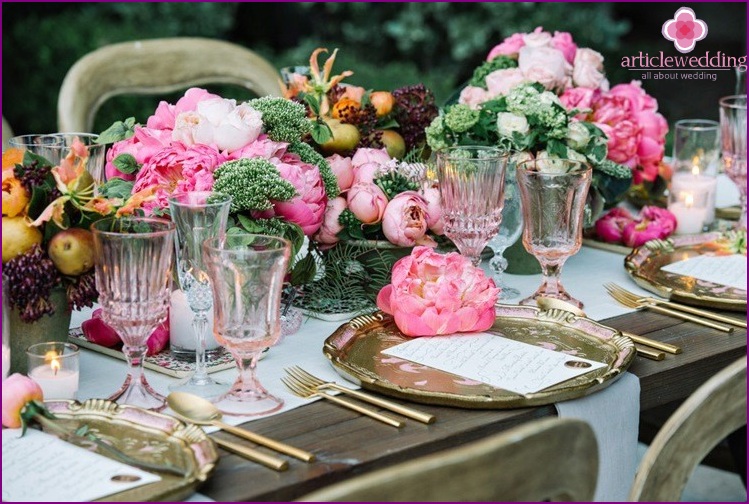 Table setting for a wedding