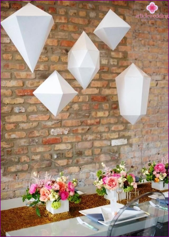 Geometria em uma decoração de casamento