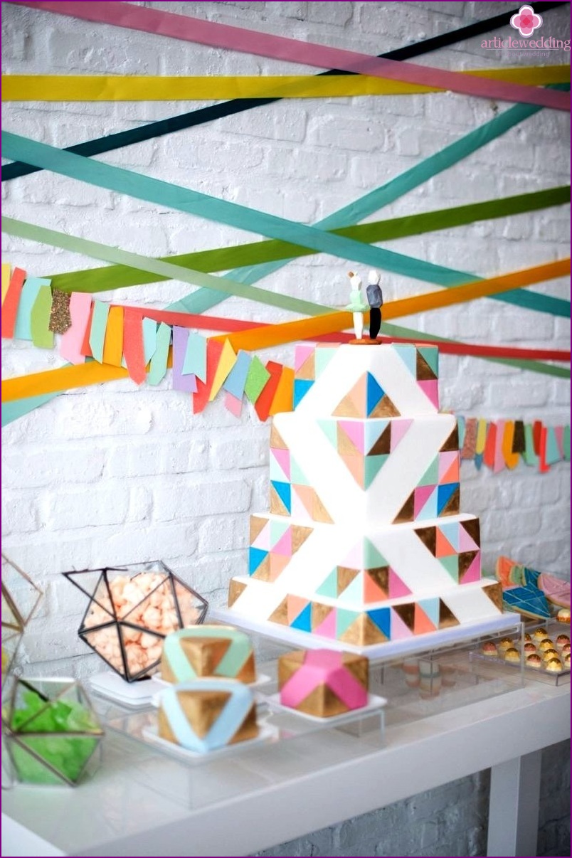 Wanddecoratie voor geometrische bruiloft