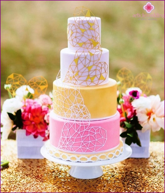 Geometriai esküvői torta