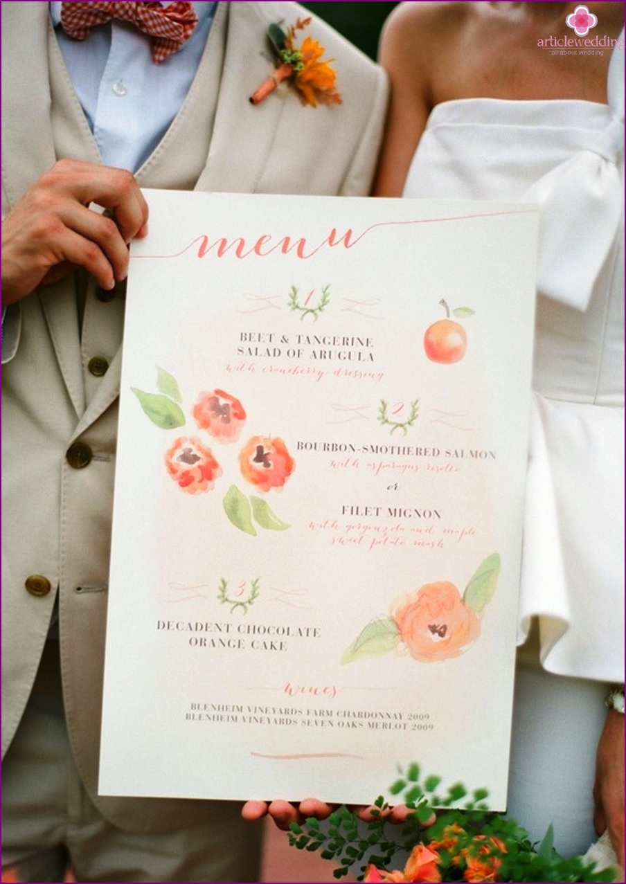 Wedding menu