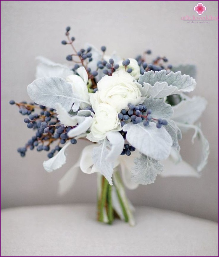 Bouquet in dusty blue color