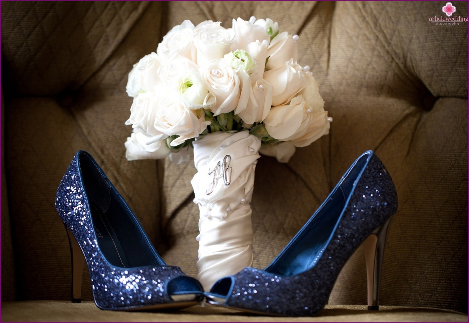 Sapatos de casamento em azul