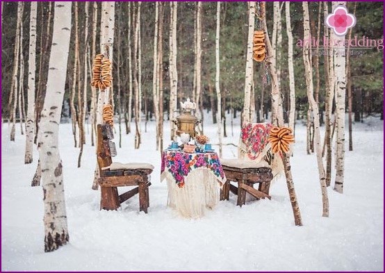 Tea party at a winter photo shoot