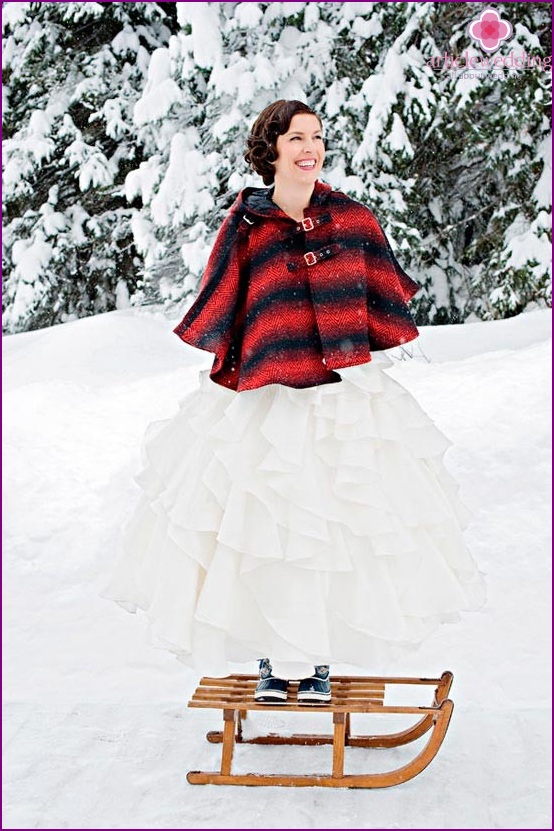 Traîneau à la photographie de mariage d'hiver