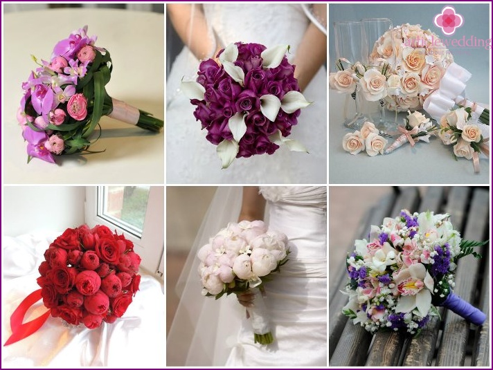ترتيب الأزهار المستديرة للعروس والعريس