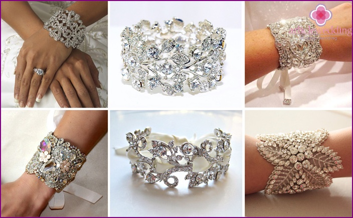 Wide bracelet with rhinestones for a wedding
