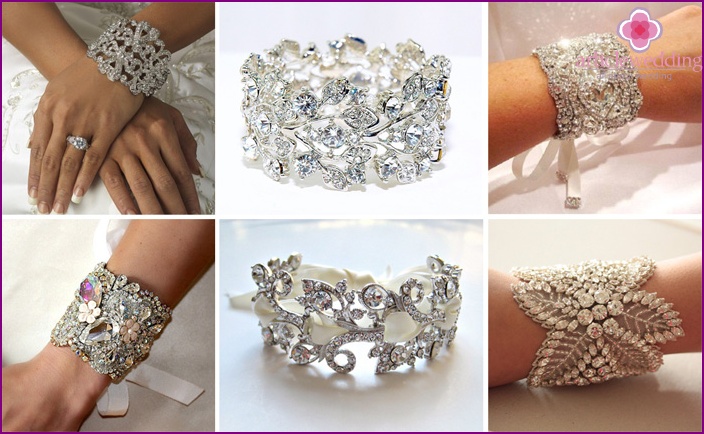 Bracelet large avec strass pour un mariage