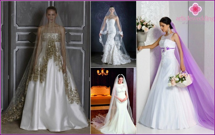 One style bride veil and dresses