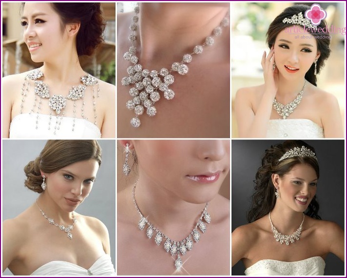 Newlywed necklaces decorated with Swarovski crystals