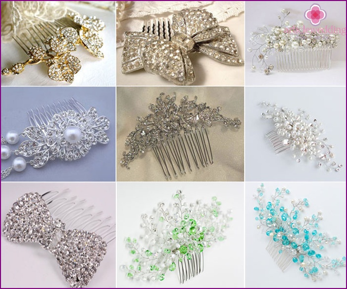 Combs for bride veil with rhinestones