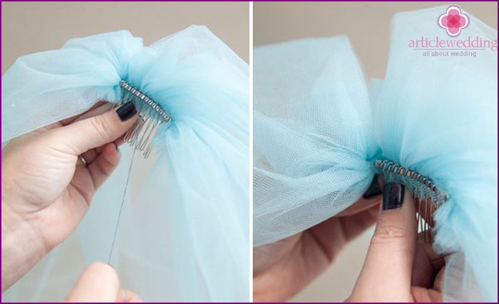 How to sew a hairpin to a wedding accessory