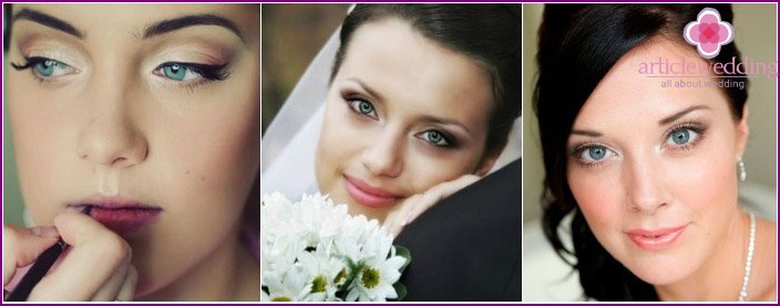 Maquillage de mariage: photo pour les brunes aux yeux bleus