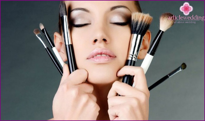 A set of brushes for wedding makeup