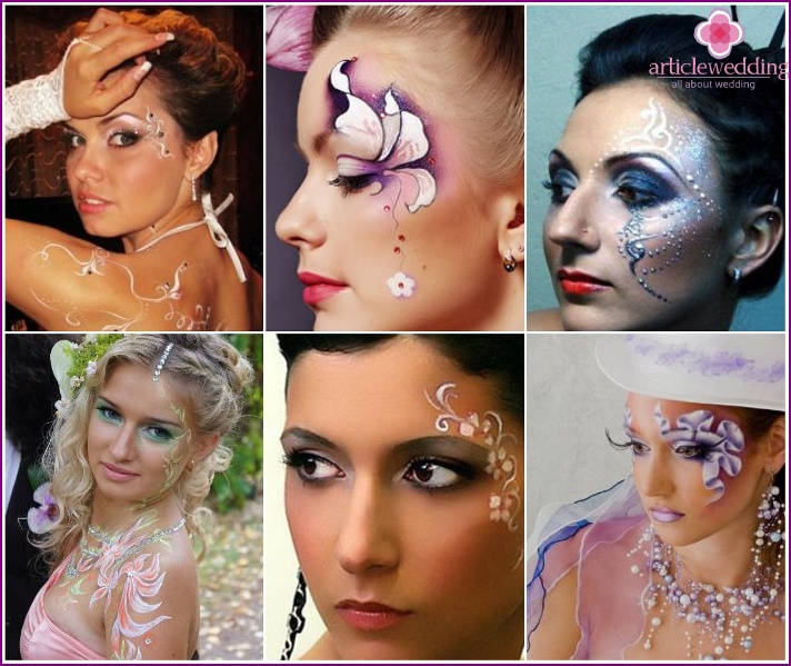 Wedding body painting - an unusual make-up for the bride