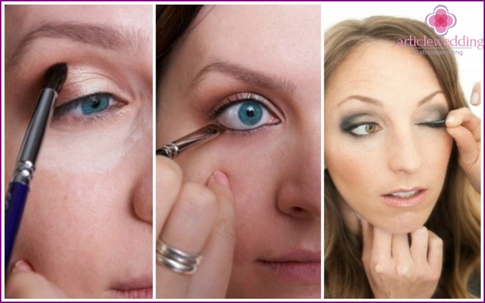 Maquillage de mariage pour les yeux gris: photos étape par étape sur les instructions de maquillage pour la mariée