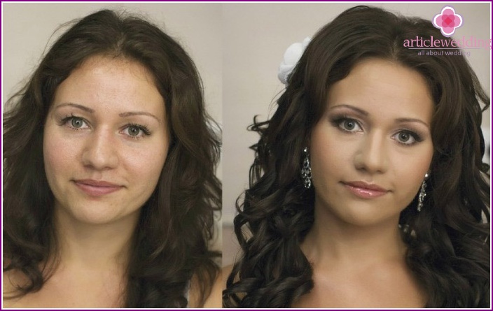 Avant et après l'application du maquillage des Fêtes