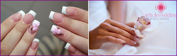 Nagelverlängerung für die Hochzeit der Braut zu Hause