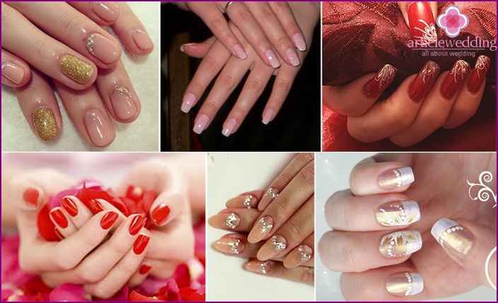 Wedding manicure - with different color of varnish