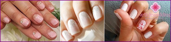 Bruiloft manicure voor korte nagels