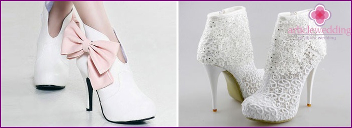White wedding ankle boots - what are good and how to choose them, photo