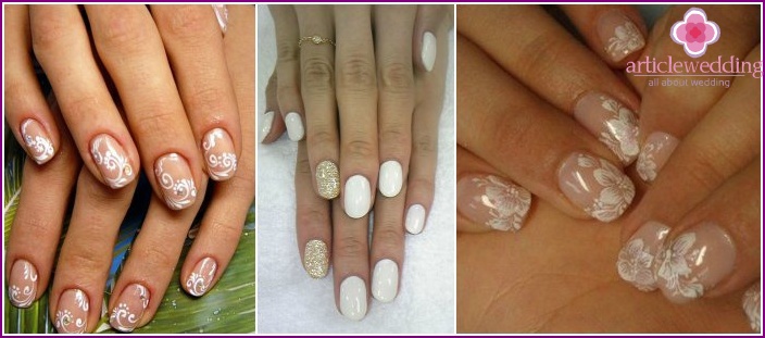 Wedding manicure for short nails