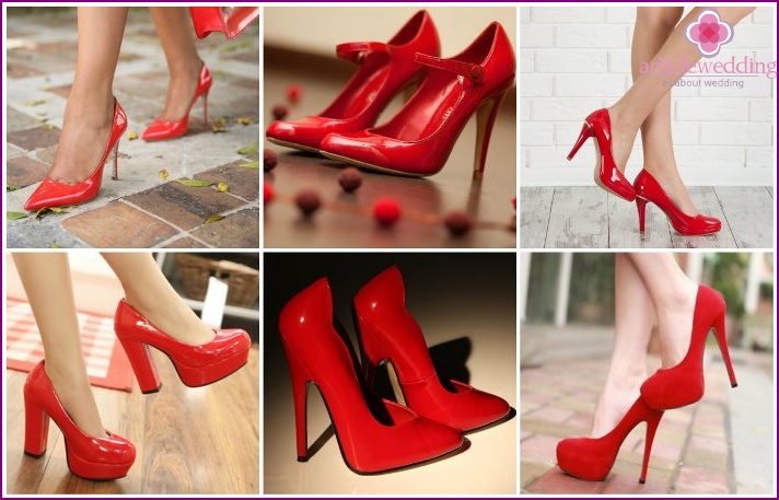 حذاء جلد لامع أحمر