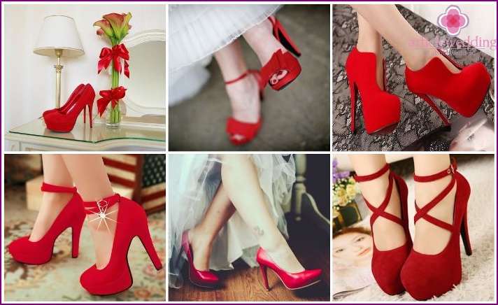 Red wedding shoes photo