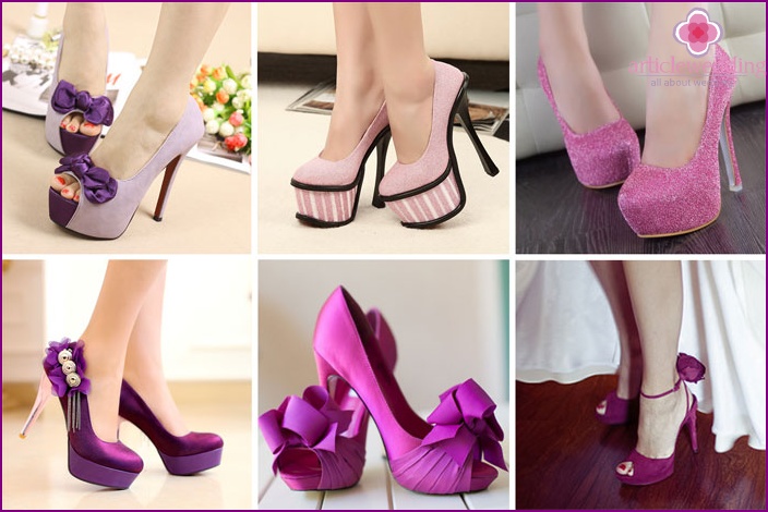 Lilac shoes for a magnificent dress