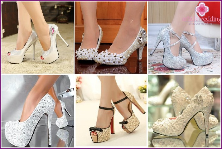 Strass sur les chaussures de mariage