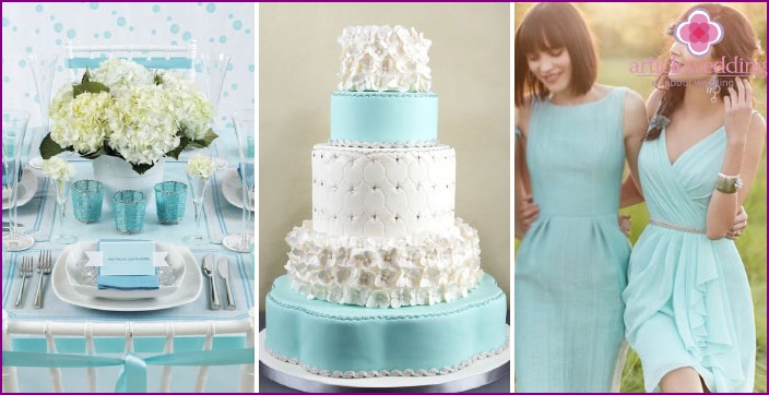 Couleur turquoise et blanche dans un look de mariage