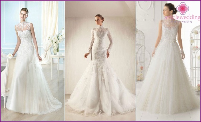 Lace models of wedding dresses