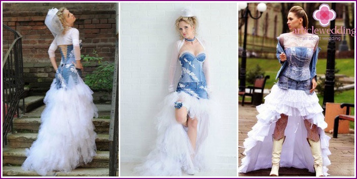 Denim wedding dress popular 2020 models and accessories