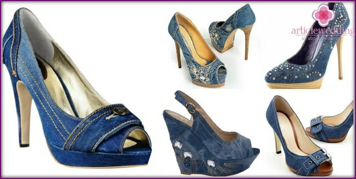 Denim wedding shoes for the bride