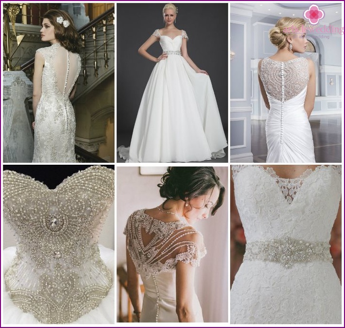 The use of beads in the decor of a wedding dress