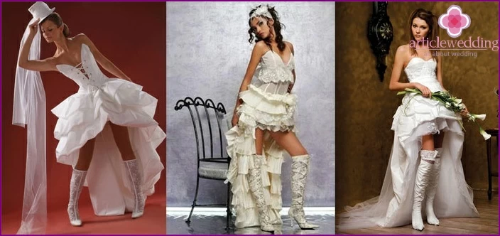 Amazon style: short wedding dress with a train