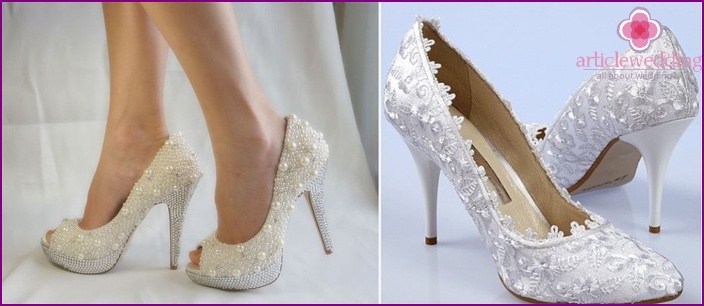أحذية لفستان زفاف قصير