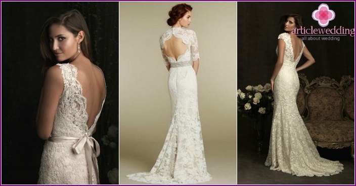 Dress for the bride with a neckline on the back
